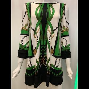 EVA VARRO COOL SHOULDER SWING TUNIC VERDI SCARF